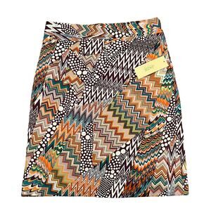 Jade NEW Satin Mixed Polka Dot & Chevron Print Pencil Skirt 4